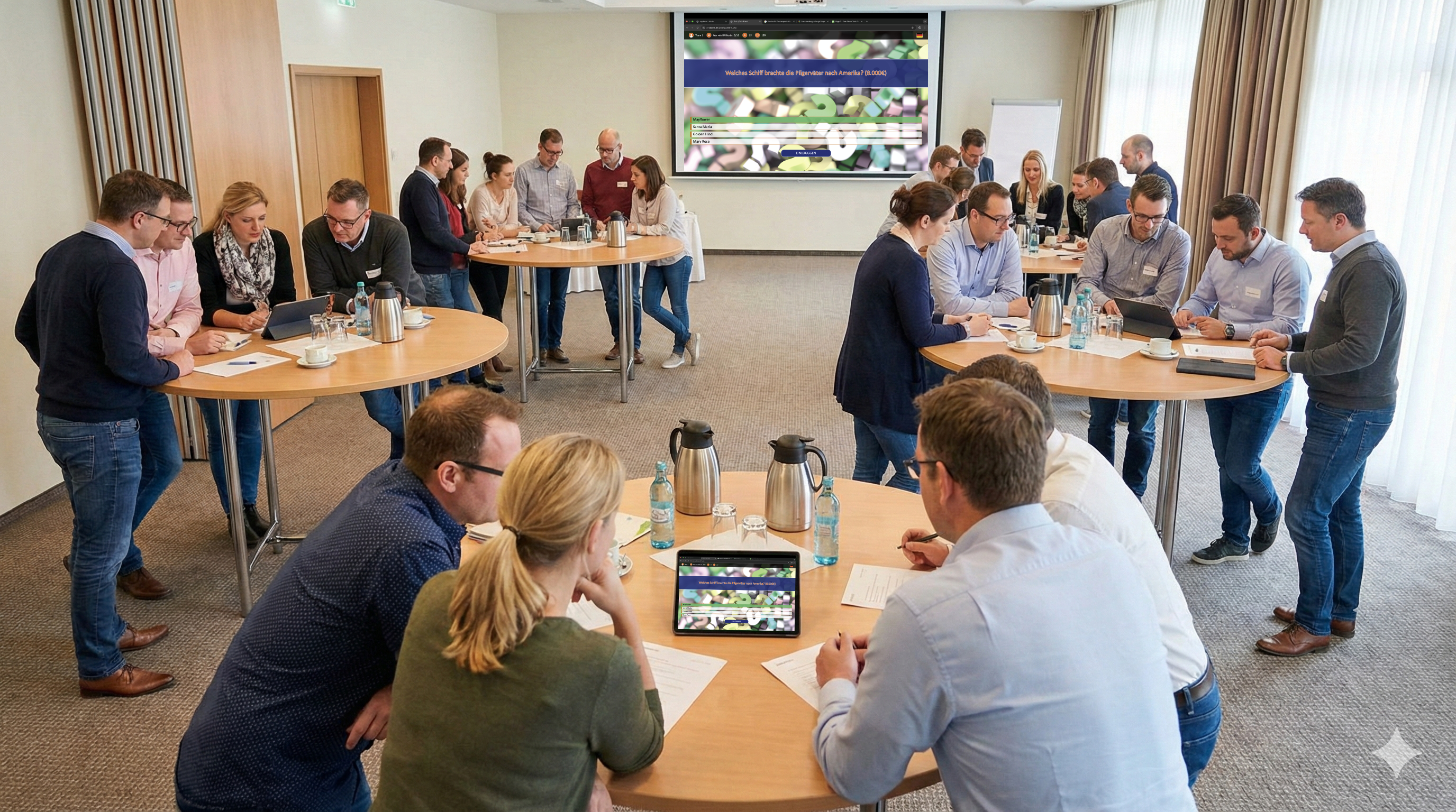 Teambuilding Quizshow: Wissensfragen während des Teamevents